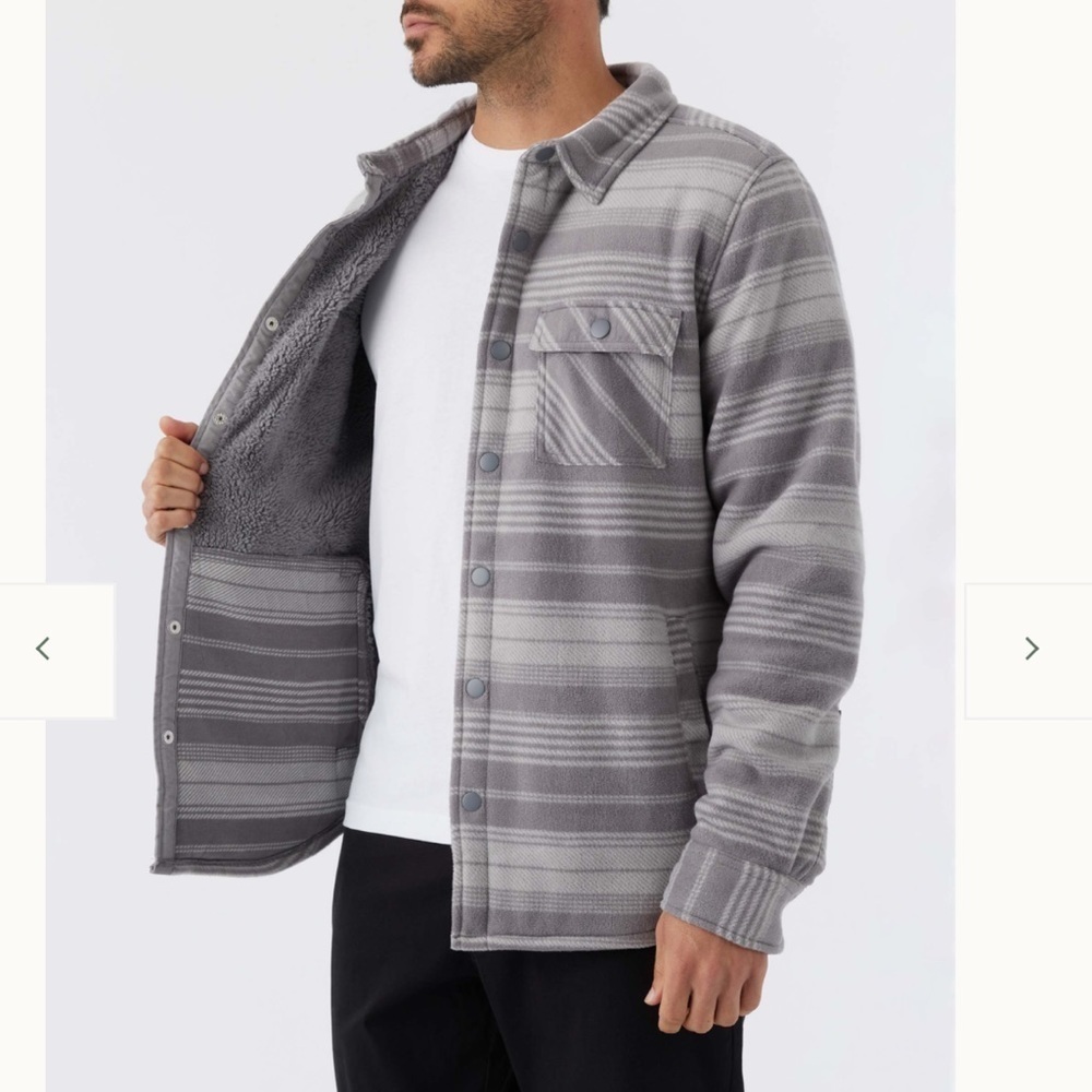 NWT Voyager Men’s Remote Plush Fleece Sherpa Lined Shirt Jacket Pockets Gray XXL